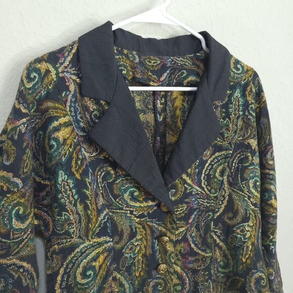Vintage Cropped Blazer Womens Small Gold Metallic Party Glam Holiday Cocktail - Picture 6 of 9